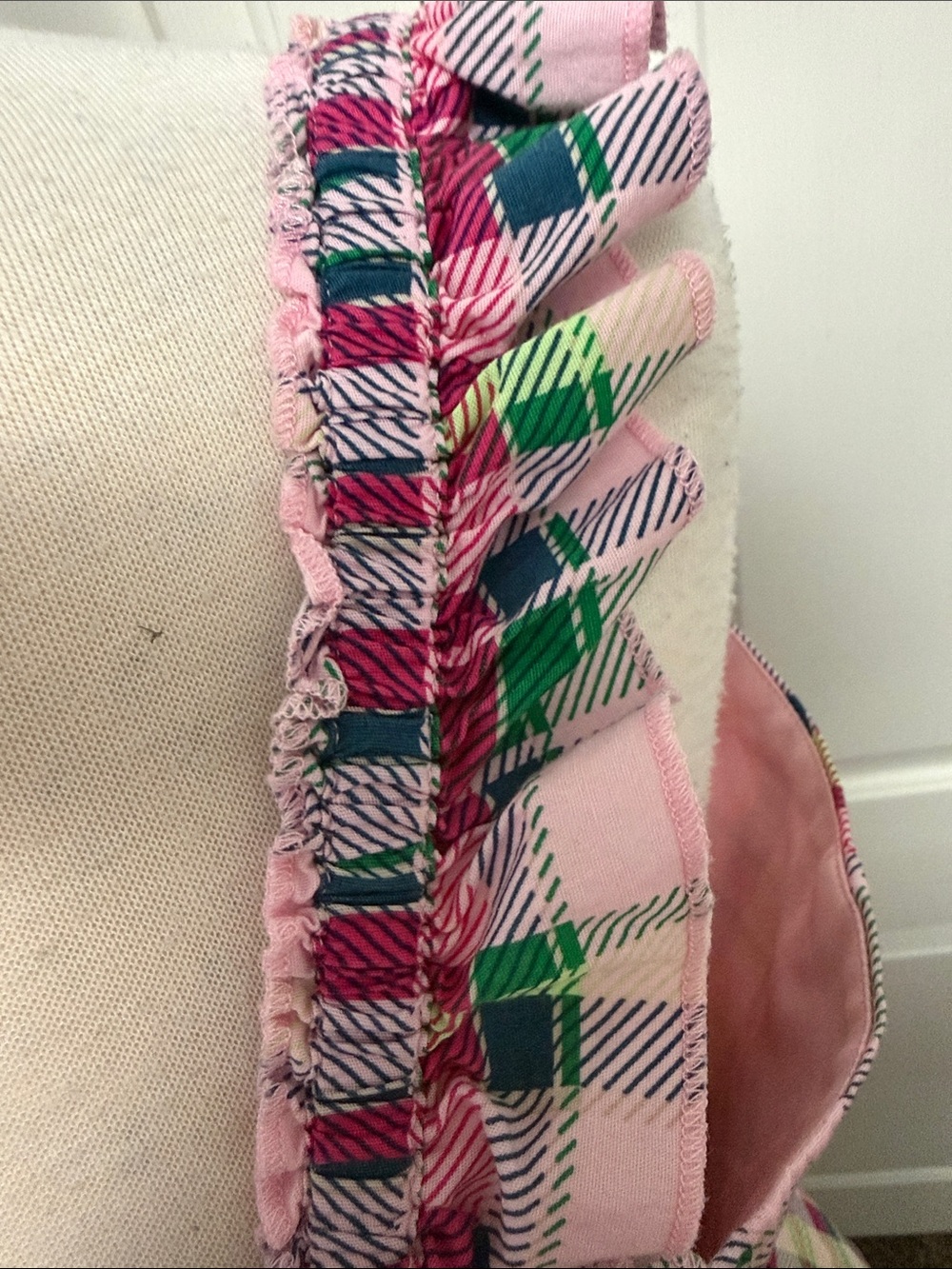 Women’s Pink Plaid Sundress with Ruffle Straps - Picture 5 of 5